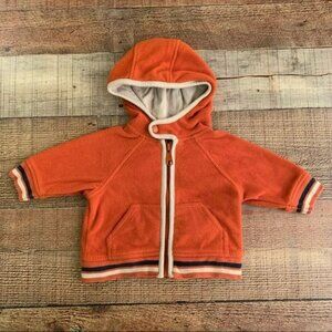 Old navy baby boy size 0-3 months infant zip up fleece jacket in orange